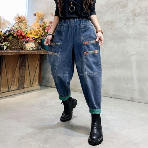 Summer thin jeans women's new style artistic retro all-matching loose slimming Harlan dad pants trend