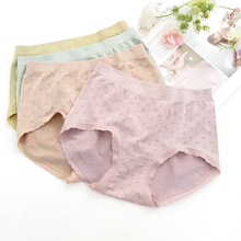 外贸日单新品裸感透气弹力再生纤维亲肤透气中腰女士三角内裤波点