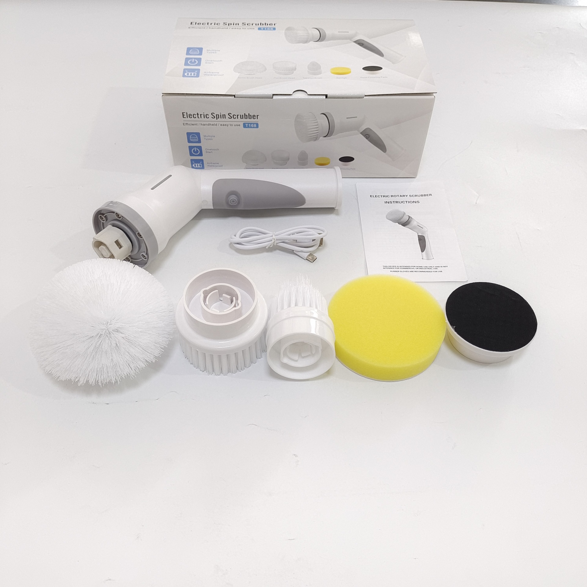 Cepillo de limpieza eléctrico corto de alta potencia, cepillo giratorio eléctrico inalámbrico de mano, cepillo para lavar platos de vidrio para pisos de cocina image 8
