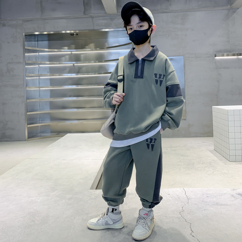 男童秋装套装2025新款中大儿童男孩卫衣运动服春秋款两件套时髦潮|undefined