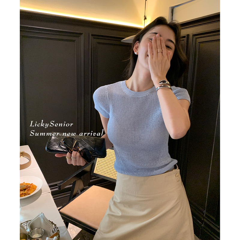 Hanyuan Apparel/Repurchase 2026 Spring/Summer Cool Linen Soft Fragrant Knitted Sweater for Women, New Fashion Short Sleeve for Summer