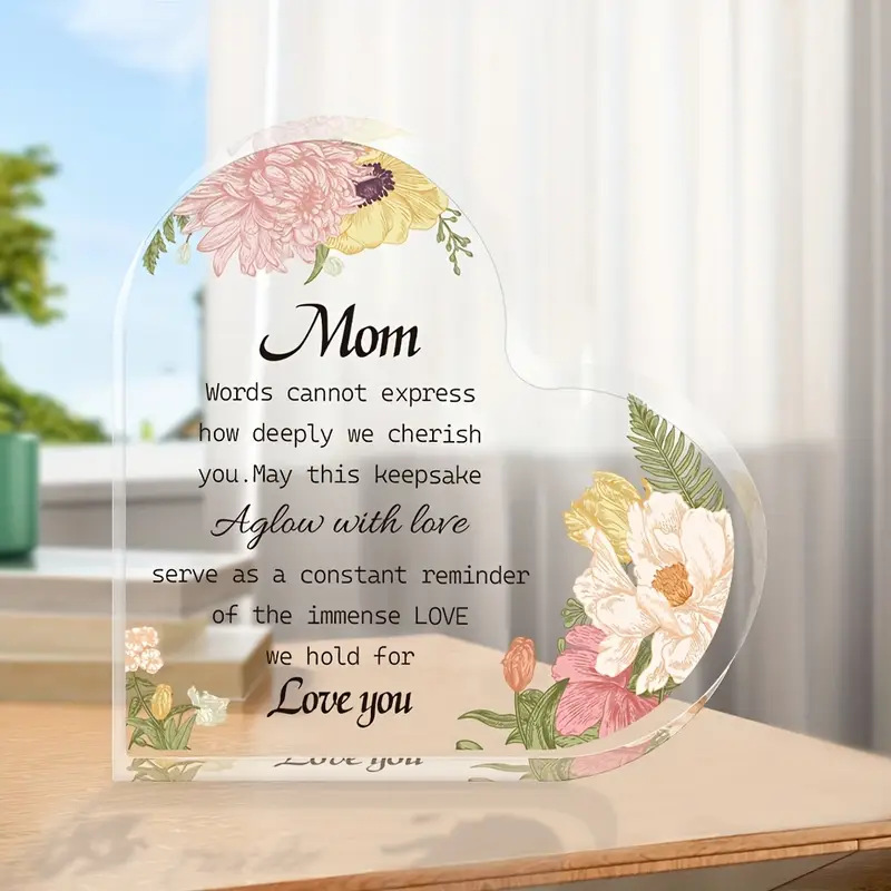 跨境新品亚克力心形纪念品送妈妈母亲节生日桌面办公桌装饰品摆件