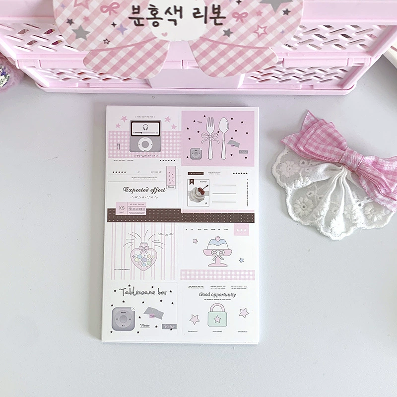 Mini Sealing Stickers, 3×4 cm Korean Cute Square Labels, Assorted Designs (8 pcs per sheet)