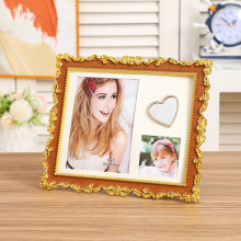 简约7寸3寸组合相框带小镜子6043玫瑰花边高级感台面摆放一件代发