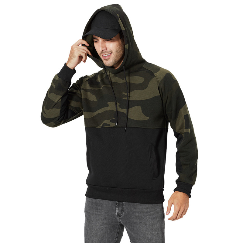 Sweatshirt Camouflage Color Matching Wish Men's Warm Large Size Men's Cotton Hoodie Hooded Casual Velvet Jacket Handsome Sweatshirt Camouflage Color Matching Wish Men's Warm Large Size Men's Cotton Hoodie Hooded Casual Velvet Jacket Handsome