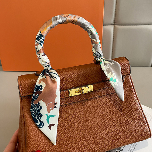 Forest style thin and long small silk scarf women's hair tie decorative scarf tied wrapped handle ribbon Korean style hair tie long streamer