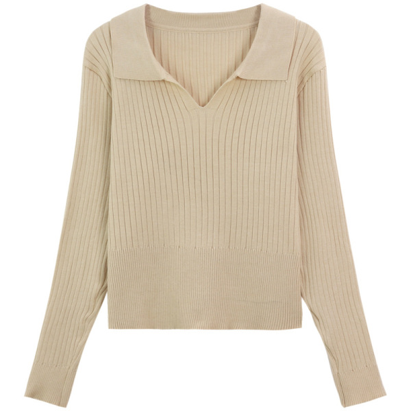 Retro apricot knitted autumn sweater
