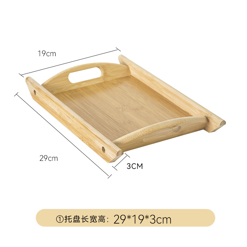 Bandeja rectangular de bambú con doble asa para tazas, té, barbacoa, snacks, pasteles gourmet, postres, ecológica.