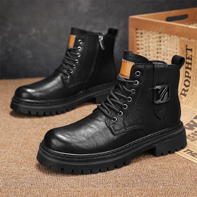 Высокие зимние ботинки (Martens) мужские, английский стиль, молния и платформа, 39–44