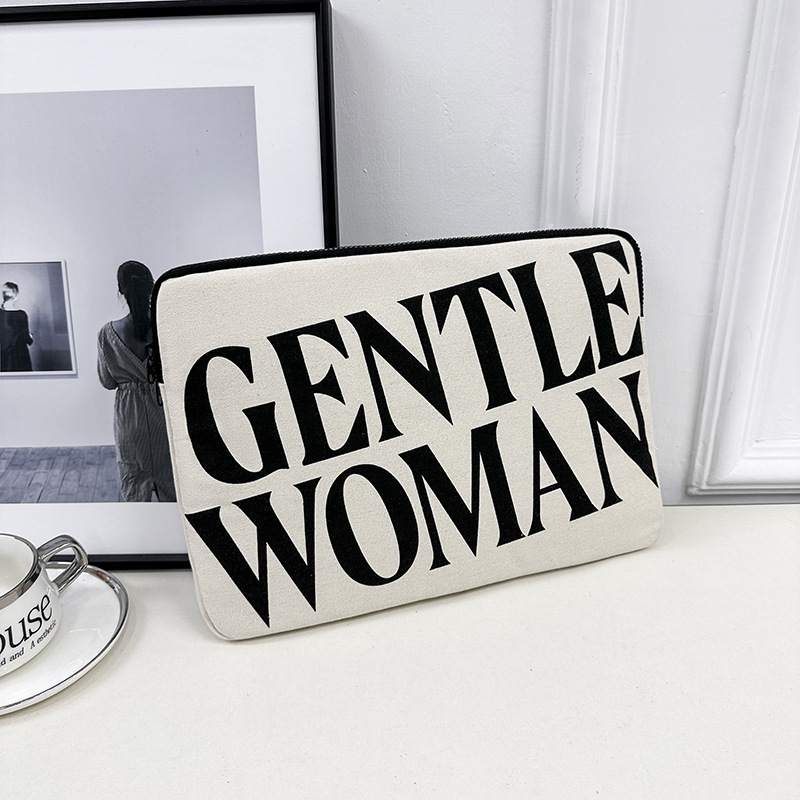 Thai Trendy Brand Letter Canvas Bag Women's Hand Bag Fashion Cartoon Sleek Bag Tablet Laptop Bag