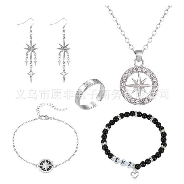 스타 레트로 펜던트 펑크 다크 에이트 포인트 스타 드롭 합금 귀걸이 비 피어싱 다목적 패션 기질 여성용 귀 클립