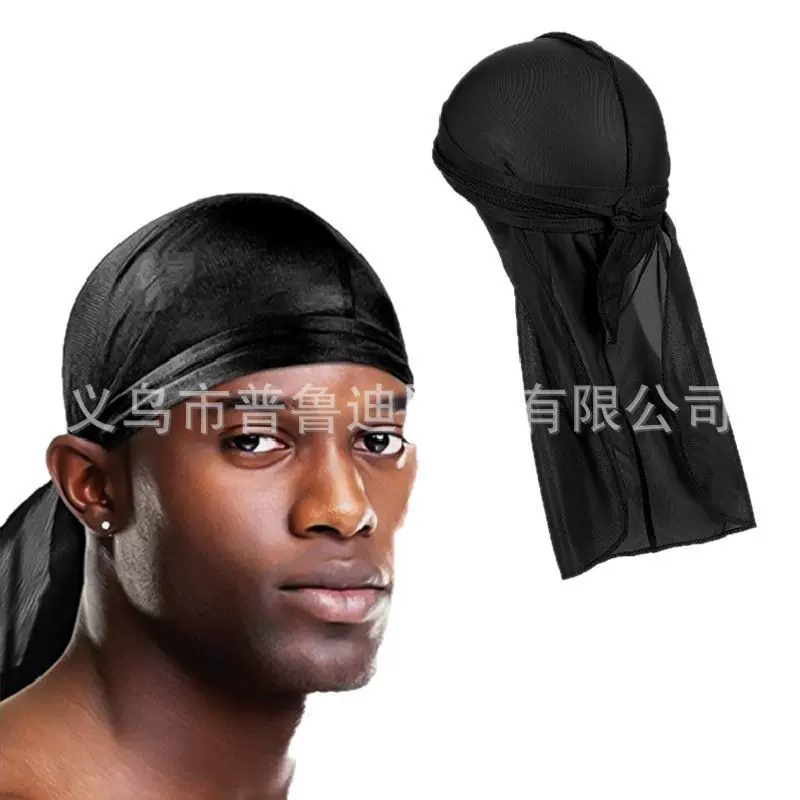 亚马逊热销男女绸缎弹性包头帽仿真丝稠长尾海盗帽silky durag