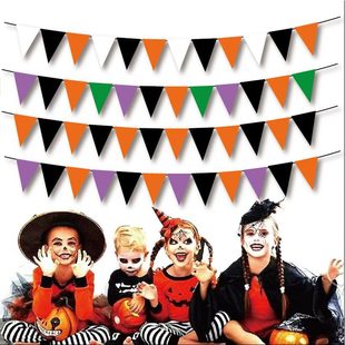 Cross-border New Halloween Decoration Triangle Ghost Festival Party Atmosphere Layout Props Felt Letter Hanging Ornaments Pull Flag