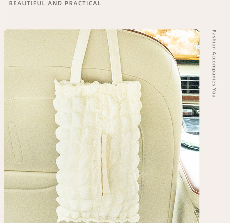 Car tissue box cute puff grid car chair back hanging tissue box creative sunflower car tissue box