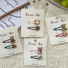 新款韩版甜美小熊兔兔发夹儿童带钻侧边碎发刘海夹百搭掰掰夹发饰