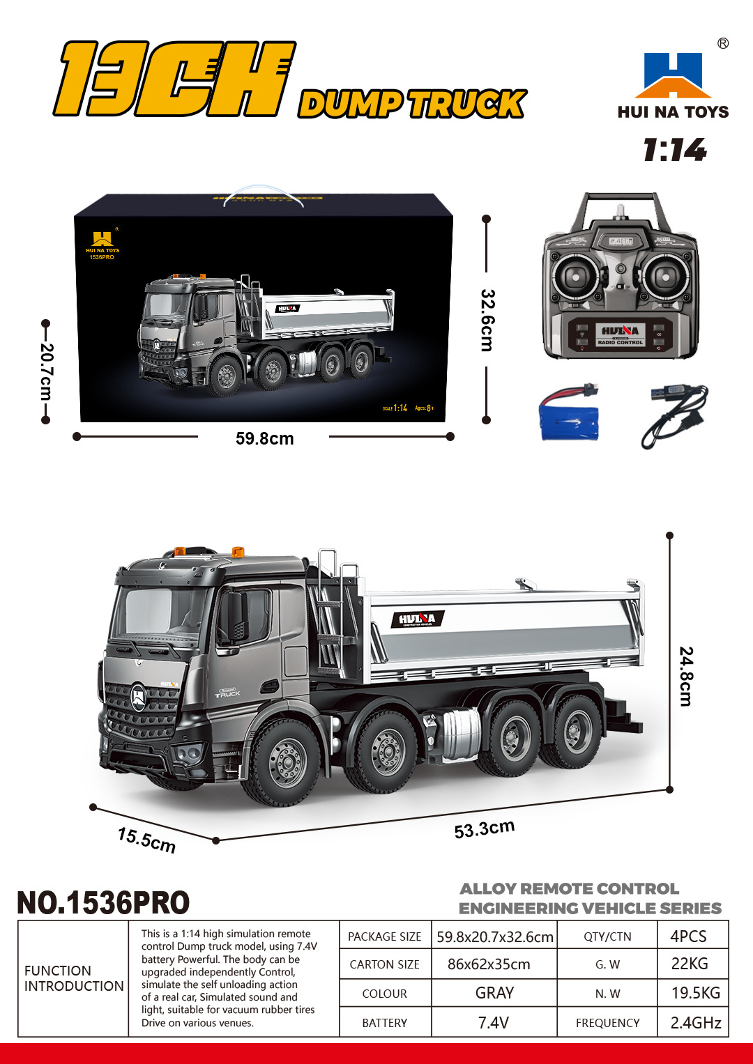 Suministro 1: 14 modelo de vehículo de ingeniería de aleación de control remoto simulación de excavadora camión de descarga mezclador juguetes para niños