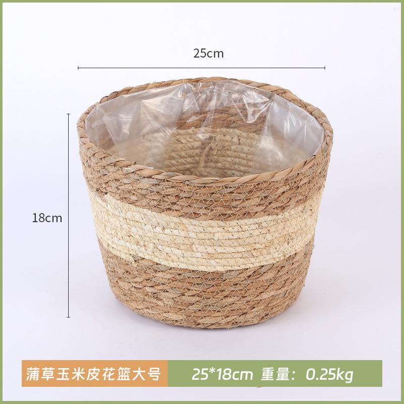 Cesta de tejido de paja explosiva, cesta de tejido de caña simple, cesta de tejido de caña verde interior, oso cub, cub