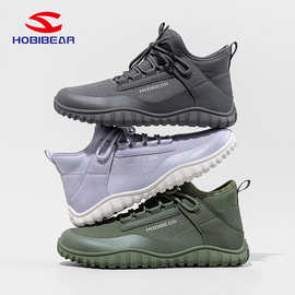 HOBIBEAR春秋男鞋宽头鞋高帮织物透气休闲鞋女士日常单鞋厂家直销