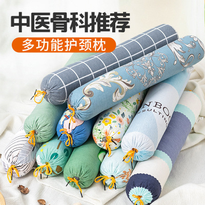 荞麦皮决明子护颈椎枕单人睡觉专用小枕头圆柱劲椎修复硬枕助睡眠