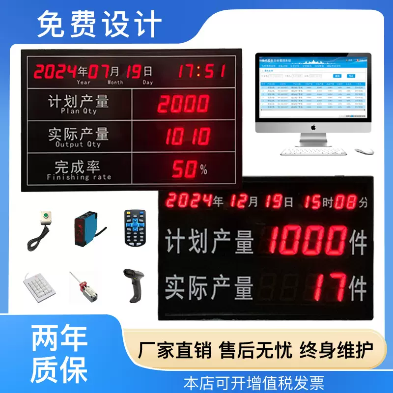 车间生产管理数码电子看板ModbusRTU流水线信号PLC加数显示屏直销