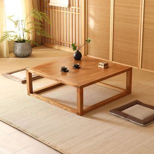 Solid Wood Bay Window Small Coffee Table, Solid Wood Kang Table, Japanese-Style Tatami Coffee Table, Low Table, Square Table, Simple Tea Table, Dina You