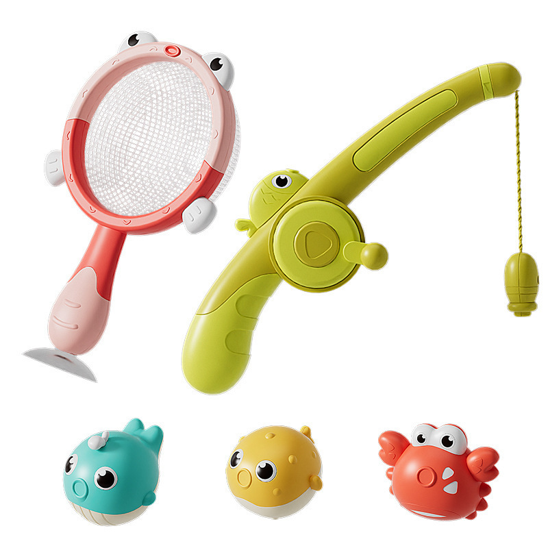 Bañarse para niños transfronterizos, jugar en el agua, juguetes de baño, cañas de pescar, animales luminosos, pesca de succión magnética, pesca, pesca, pesca, juguetes