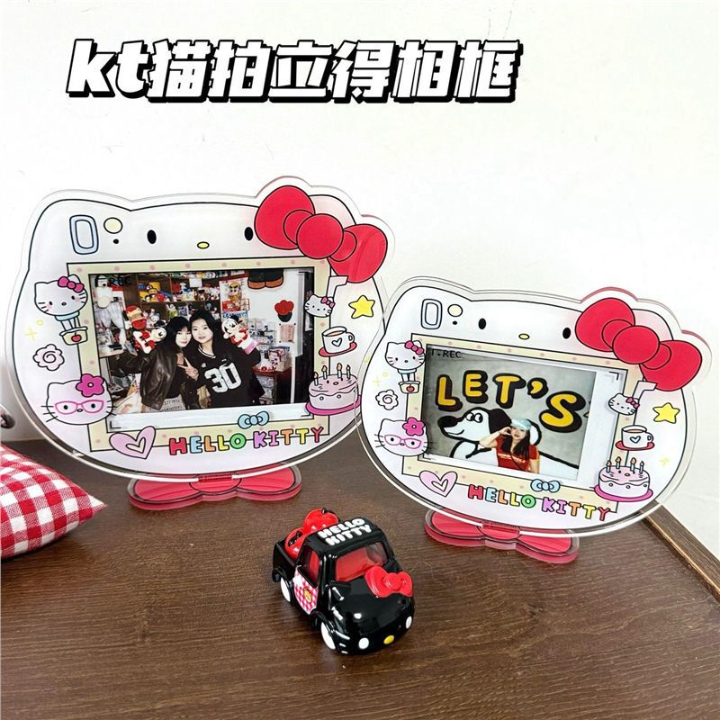 Cute Hello Kitty Polaroid Photo Frame Stand Kt Cat Acrylic 3inch Photo Desktop Storage Ornament