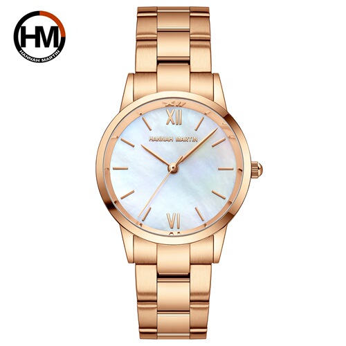 Ladies Japan Movement Waterproof Watch Jade Jade Green Women's Watch Pearl Shell Dial Stainless Steel Strap Watch