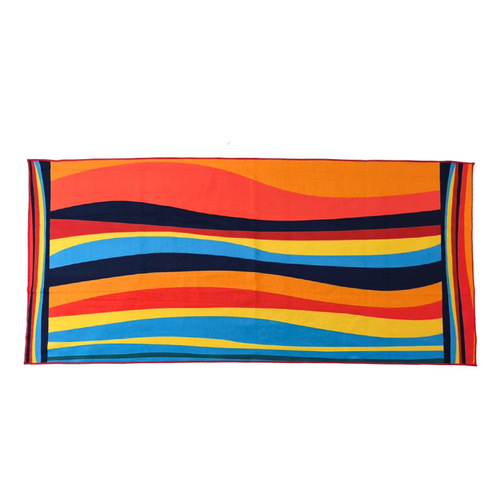 TEMU Xinyin Cross-border Bestselling Thick Absorbent Quick Dry Rainbow Striped Ultra-Fine Fiber Beach Towel Bath Towel Wholesale