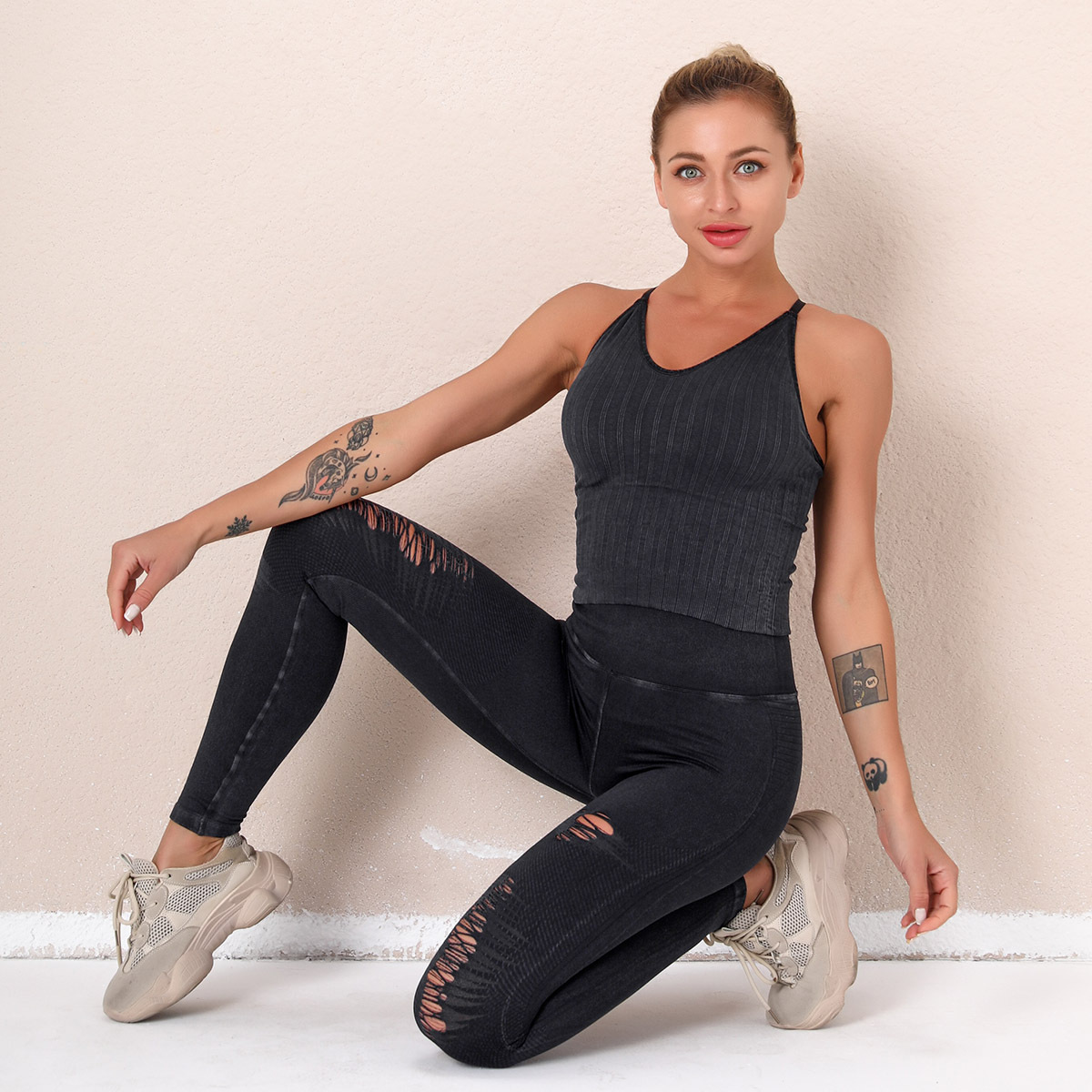 seamless knitting running sports fitness suit NSNS34108