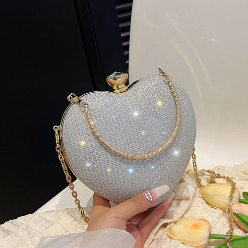 Bags Women's Dinner Bag Banquet Bag Love Rhinestone Niche Design Chain Diamond Shoulder Handbag Crossbody Bag