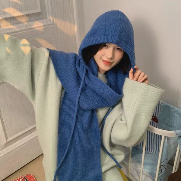 Wool Blend Solid Color Export to Korea Oversized Balaclava Hat Shawl Scarf Hat Multifunctional Balaclava Hat Winter