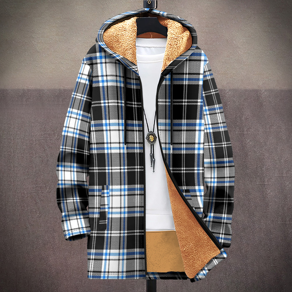 Men's British cotton jacket with plush and comfortable street striped plaid casual pocket 3D printing_voghion.com