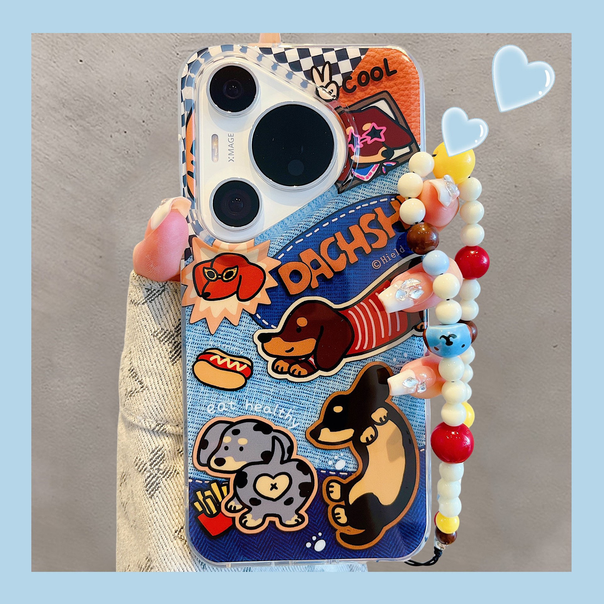 Suitable for Huawei Pura80Pro+ Mobile Phone Case Denim Graffiti Dachshund Pura70Pro Bracelet Mate60Pro