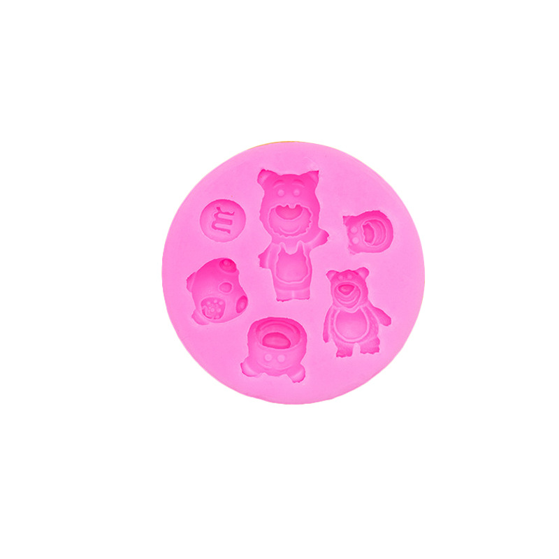 Oso de fresa serie silicona molde DIY fondant pastel chocolate Decoración Accesorios epoxi aromaterapia vela