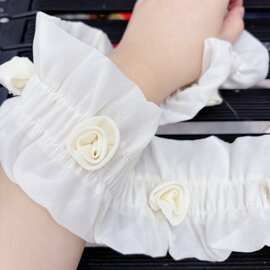 手工玫瑰花杏色立体花压褶花边 服装童装家纺手工diy辅料