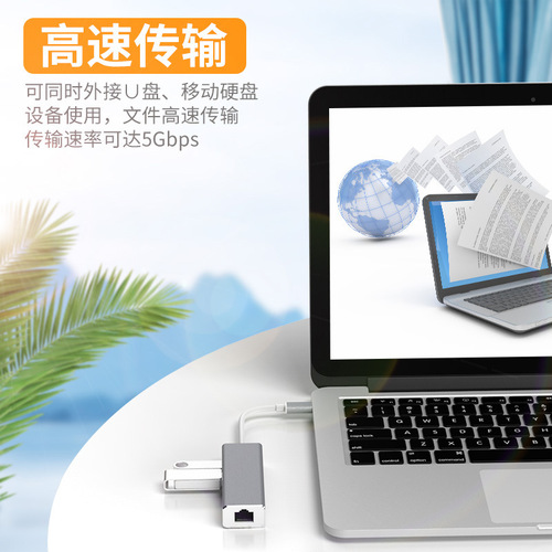 Cross-border gigabit network card type-c to rj45 USB to network port driver-free hub splitter network cable to interface