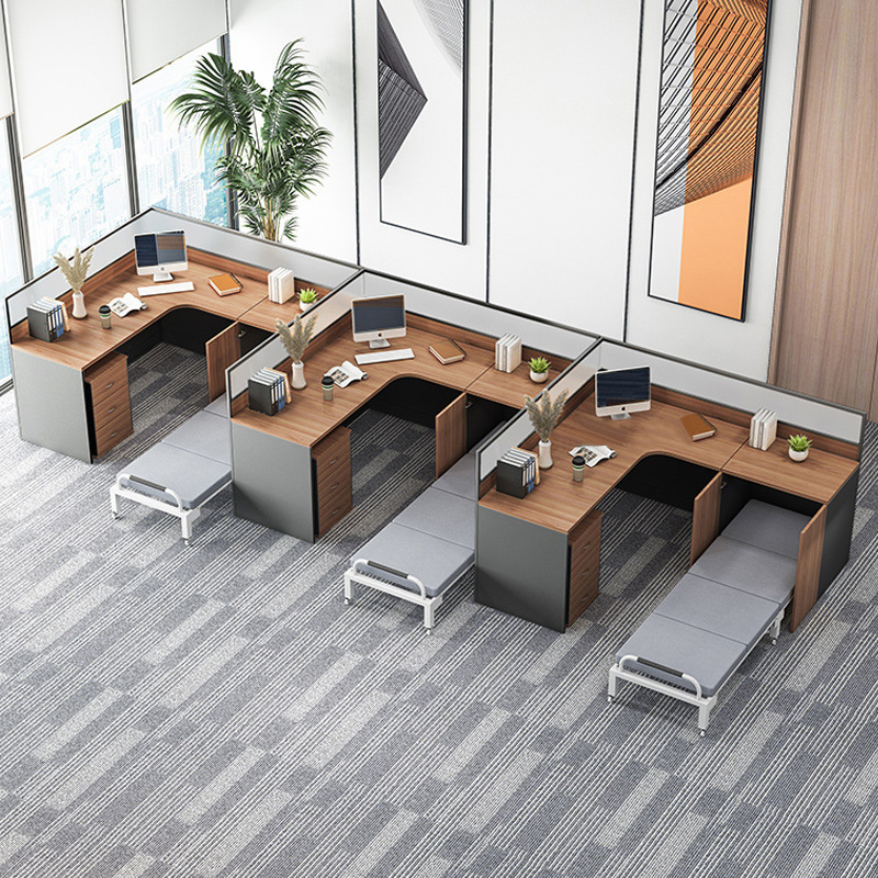 Staff Desk with Lunch Break Folding Bed Screen Card Holder with Rest Bed Workstation Office Furniture Staff Table Staff Desk with Lunch Break Folding Bed Screen Card Holder with Rest Bed Workstation Office Furniture Staff Table