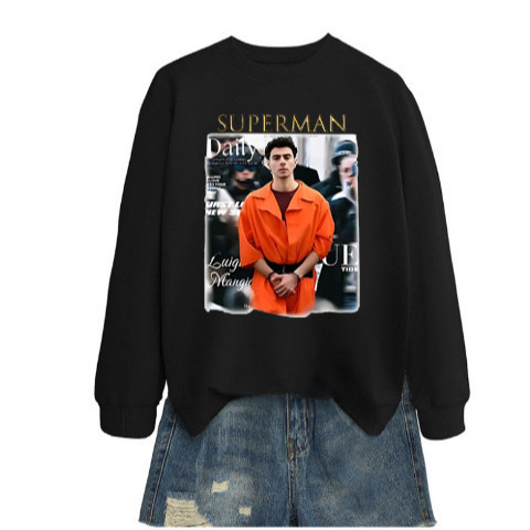 Foreign Trade Explosions 2025 Independent Station Loose Sweat Trend US Insurance Assassin Luigi Warrior Art Sweat