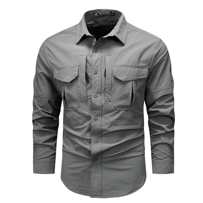 2024 nueva camisa de manga larga de ropa militar al aire libre primavera y otoño multibolsillos sin quemar camisa delgada chaqueta para hombre