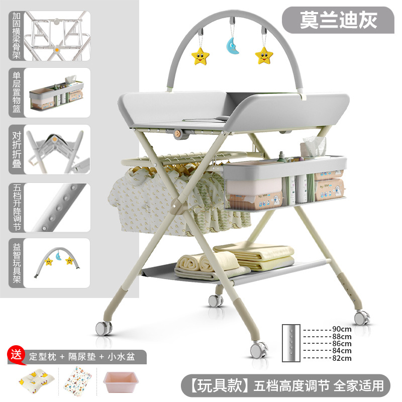 Mesa de cambio de pañales para bebés recién nacidos, mesa de cama de baño de masaje plegable multifuncional image 22