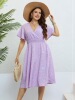 Plus Size Summer V-Neck Loose Fit Purple Dress for Women|ms