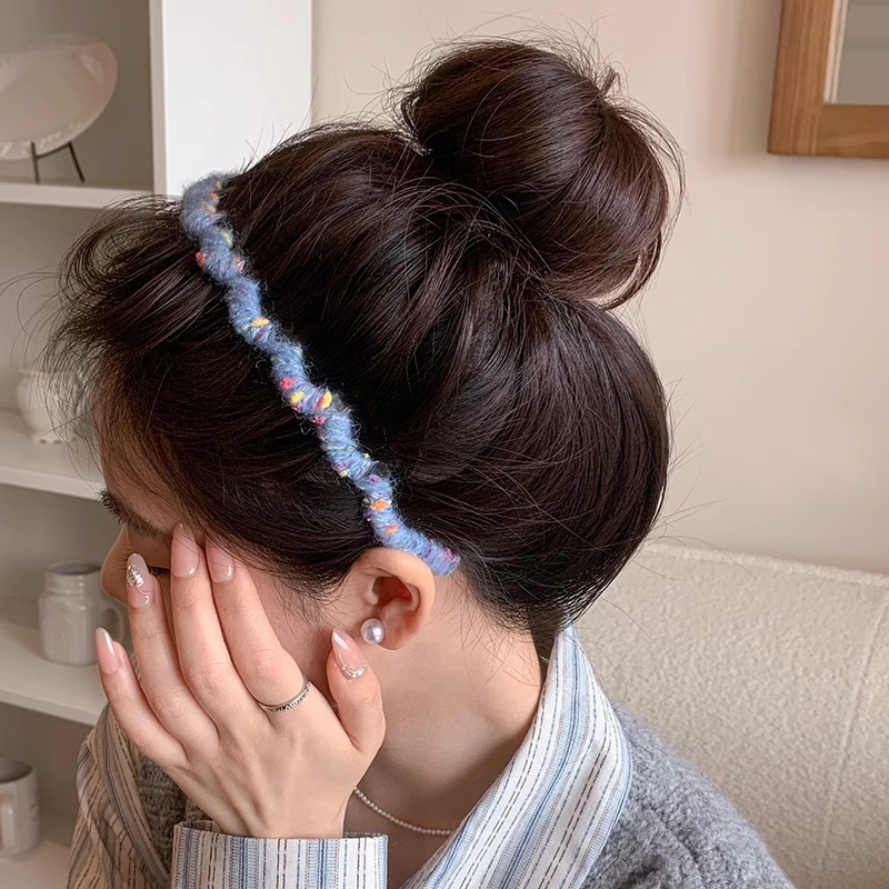 Nueva banda de pelo de ondas de peluche de color que sale con un dispositivo de cabeza alto y flujoso no estrangula la cabeza y los dientes antideslizantes