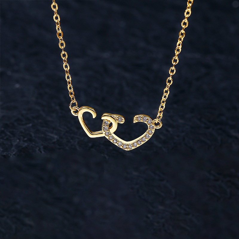 Elegant Heart Shape Copper Inlay Zircon Necklace display picture 3