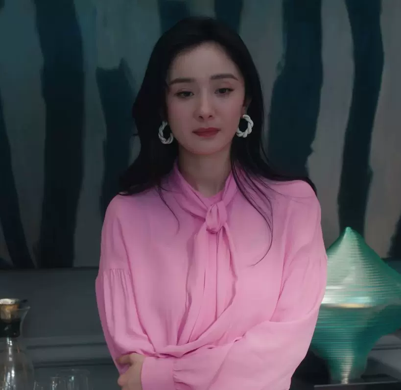 爱的二八定律明星杨幂同款系带设计感小众春秋雪纺长袖衬衫上衣女