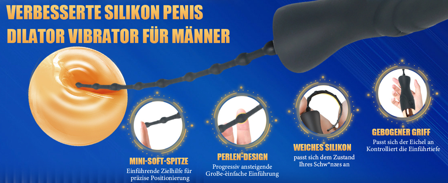 USB Rechargeable Vibrating Urethra Stick, 10-Frequency Silicone Sound for Men — detail image 5