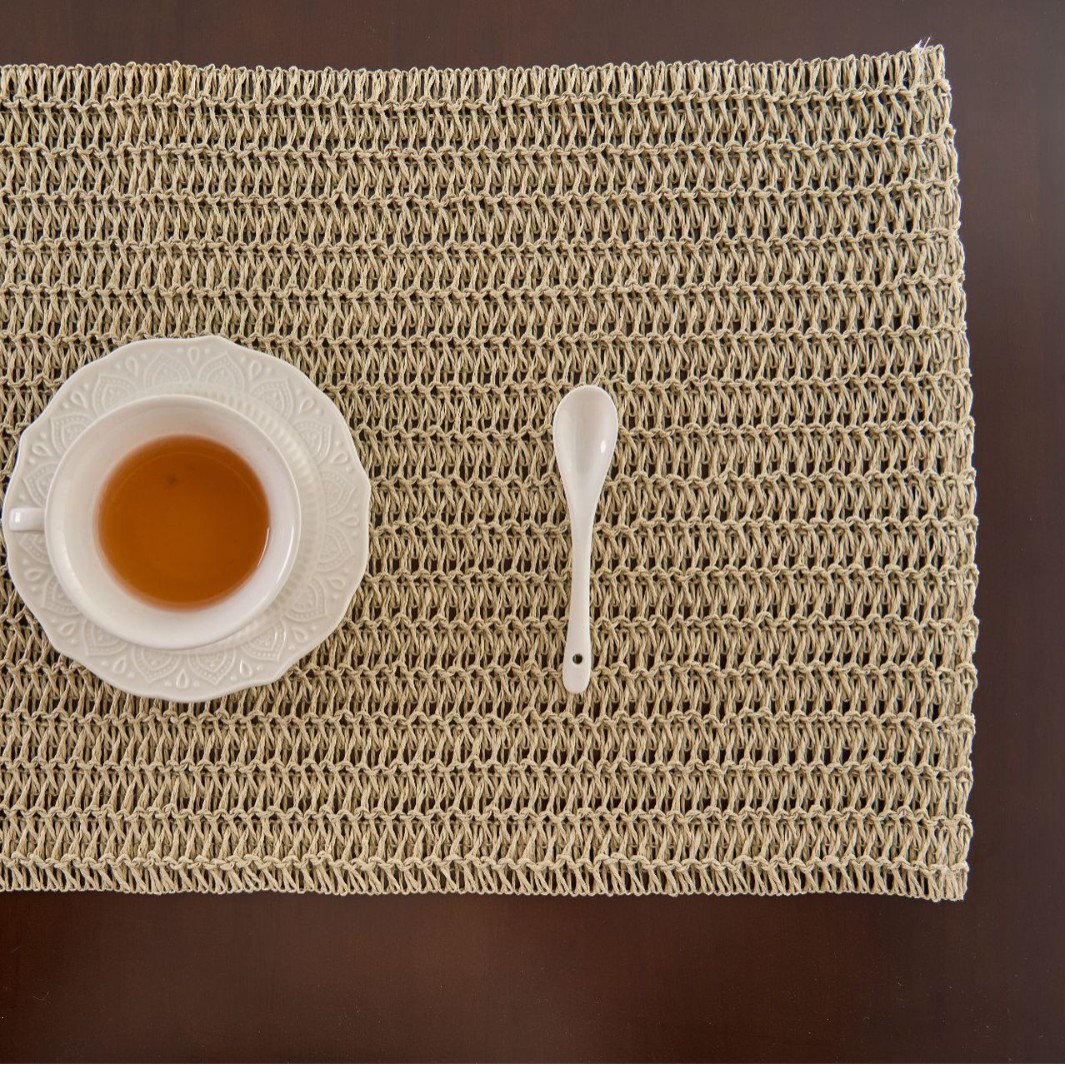 Yiqiyun almohadilla de mesa anti-escaldado estilo americano estilo pastoral color sólido tejido borla almohadilla para plato decorativa y embellecedora