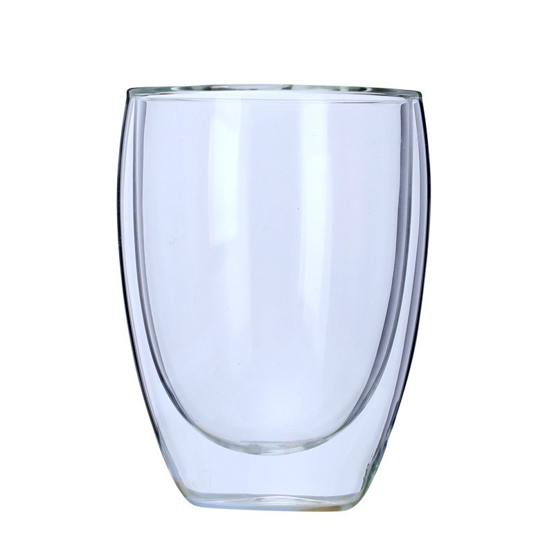 Double-Layer Thermal Shielded Coffee Cup with Handle Glass Transparent Milk Juice Cup Household Borosilicate Glass