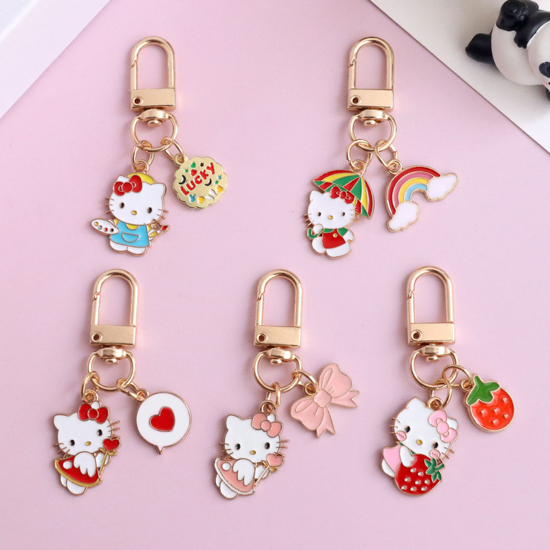 Cute Cartoon Girl's Heart Kitty Cat Pendant Keychain Couple Girlfriend Gift Bag AirPods Hanging Ornaments Cute Cartoon Girl's Heart Kitty Cat Pendant Keychain Couple Girlfriend Gift Bag AirPods Hanging Ornaments
