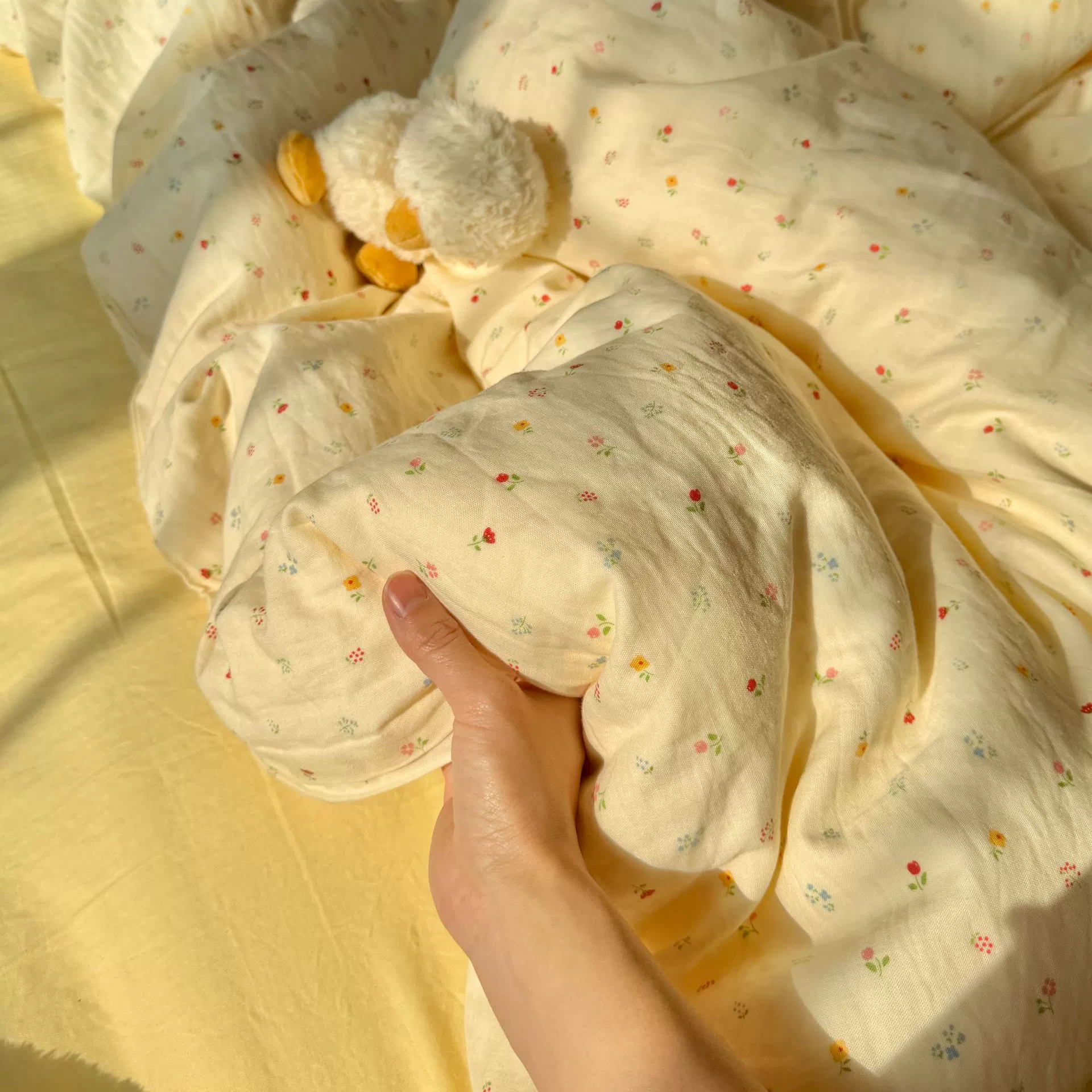 Комплект из четырех предметов из двухслойной хлопковой марли класса А, дышащий комплект из чистой хлопковой марли для матерей и младенцев, комплект из трех предметов для общежития, свежий стиль.